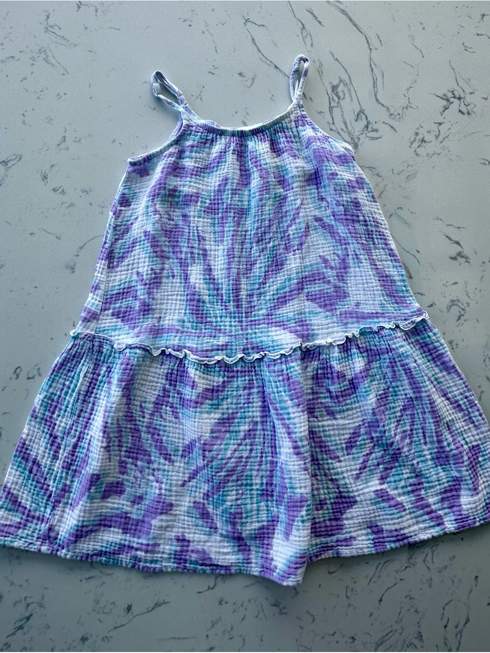Grayson Threads Purple and Teal Tie-Dye Cotton Sundress